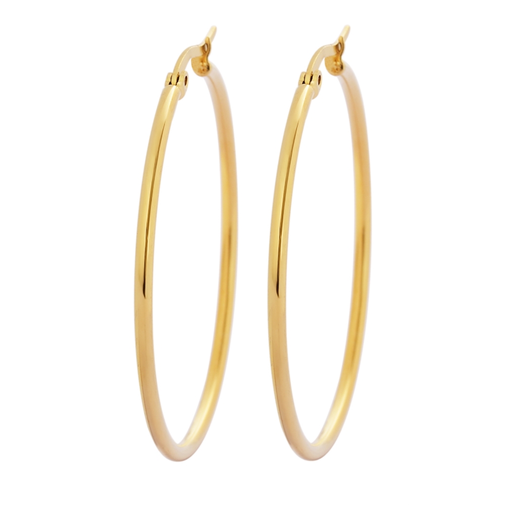 Edforce 18k Gold Plated Stainless Steel Rounded Hoops Earrings (40mm ...