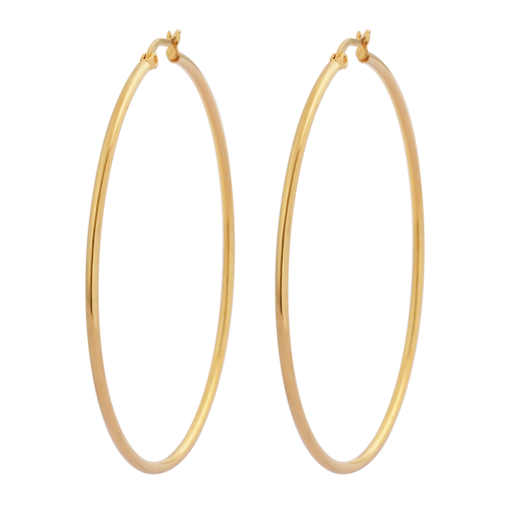 Edforce 18k Gold Plated Stainless Steel Rounded Hoops Earrings (60mm
