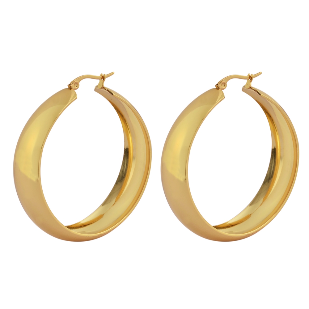 Edforce Women's 18k Gold Plated Rounded Thick Hoop Earrings, (40mm) | eBay